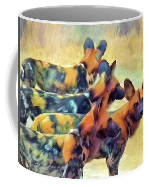 Wild Dogs Coffee Mug featuring the painting Painted Dogs  by Joel Smith