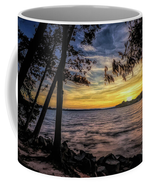 Lake Coffee Mug featuring the photograph Painted Lake Norman Sunset by Amy Dundon