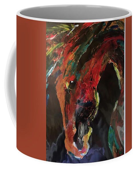Horse Coffee Mug featuring the painting Painted Pony by Elaine Elliott