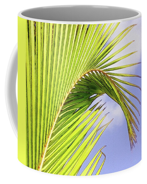 Aruba Coffee Mug featuring the photograph Painterly Palm Leaves In Aruba by Gary Slawsky