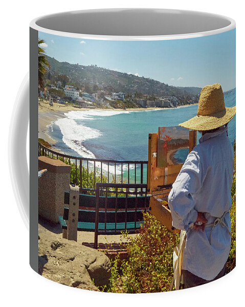 Artist Coffee Mug featuring the photograph Painting Laguna Beach by Steve Ondrus