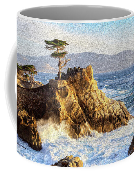 Ngc Coffee Mug featuring the photograph Painting of the Lone Cypress by Robert Carter
