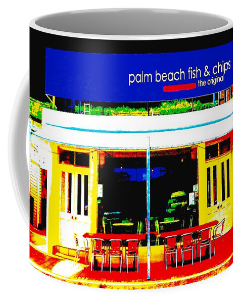 Pop Art Coffee Mug featuring the photograph Palm Beach Fish and Chips  Pub by VIVA Anderson