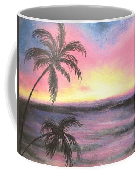 Palm Sunset Coffee Mug featuring the painting Palm Set by Jen Shearer