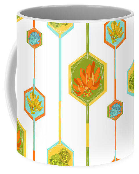 Pattern Coffee Mug featuring the digital art Palm Springs California Colorful mid-century design by Patricia Awapara