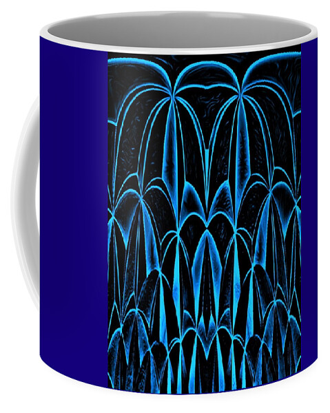 Digital Coffee Mug featuring the digital art Palm Trees Blue by Ronald Mills