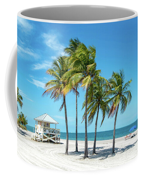 Palm Trees Coffee Mug featuring the photograph Palm Trees on the Beach, Key Biscayne, Florida by Beachtown Views