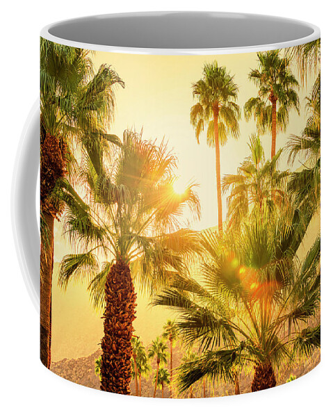 Sunset Palm Springs Coffee Mug featuring the photograph Palm Trees Palm Springs California 0492-100 by Amyn Nasser