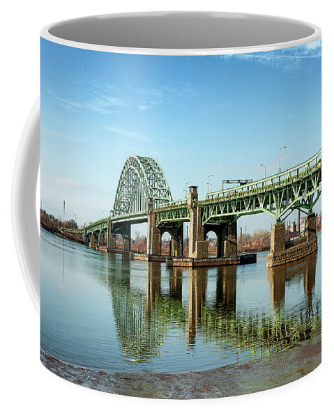 Bridge Coffee Mug featuring the photograph Tacony Palmyra Bridge Photograph by Louis Dallara