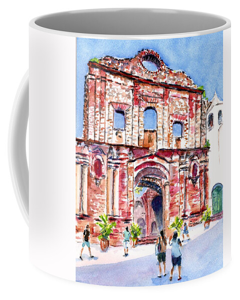 Panama Coffee Mug featuring the painting Panama Church of Santo Domingo by Carlin Blahnik CarlinArtWatercolor