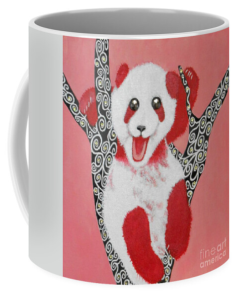 Panda Bear Coffee Mug featuring the painting Panda-monium by Jayne Somogy