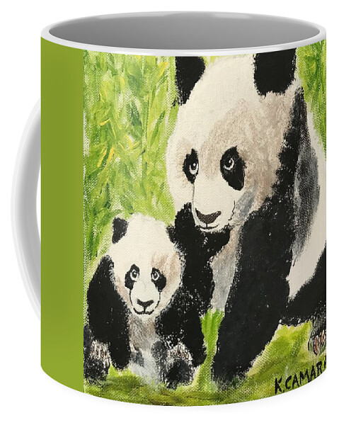 Pets Coffee Mug featuring the painting Pandas by Kathie Camara