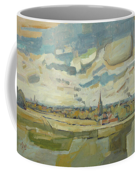 Maastricht Coffee Mug featuring the painting Panorama Maastricht by Nop Briex