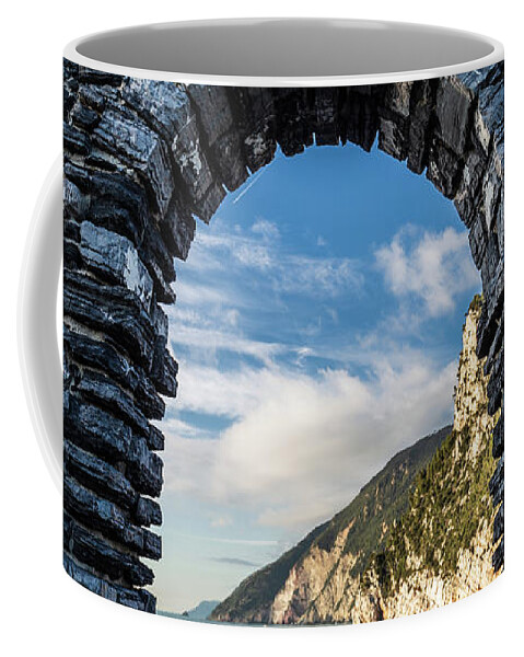 Window Coffee Mug featuring the photograph Panorama of Byron's Grotto in Porto Venere by Fabiano Di Paolo