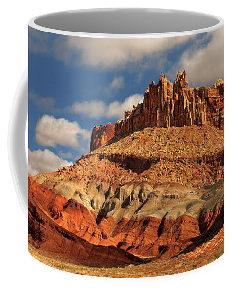 Dave Welling Coffee Mug featuring the photograph Panoramic The Castle Formation Capitol Reef National Park by Dave Welling