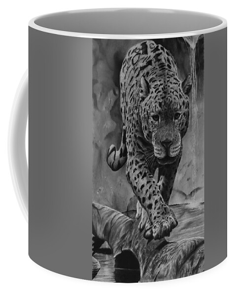 Jaguar Drawing Coffee Mug featuring the drawing Panthera by Greg Fox