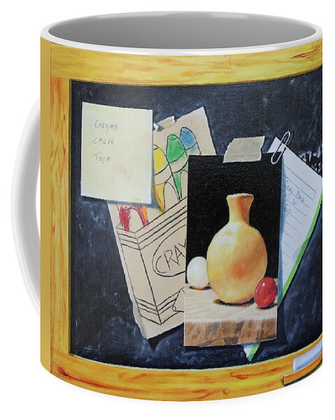 Trompe L'oeil Coffee Mug featuring the painting Paper and Chalk by Dorsey Northrup
