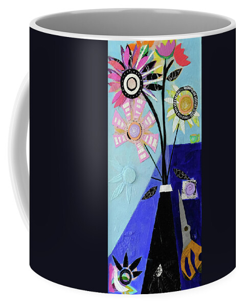 Mixed Media Coffee Mug featuring the mixed media Paper Flowers by Julia Malakoff