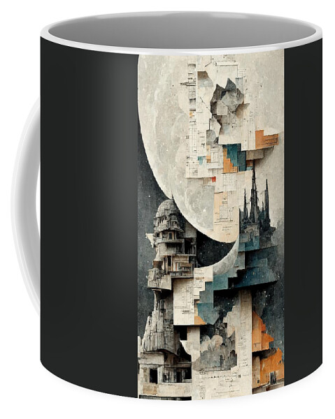 Moon Coffee Mug featuring the digital art Paper Moon by Nickleen Mosher