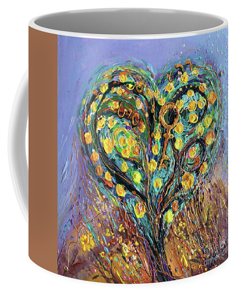 Angel Coffee Mug featuring the painting Pardes #4 by Elena Kotliarker