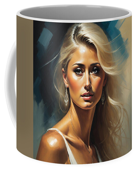 Paris Hilton Portrait Coffee Mug by Bob Smerecki - Pixels
