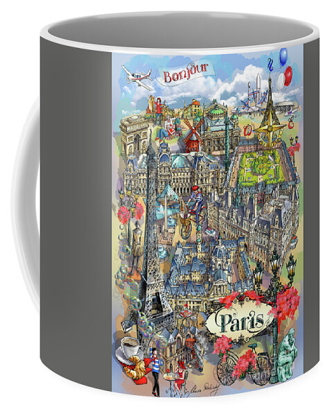 Paris Coffee Mug featuring the digital art Paris Theme - I by Maria Rabinky