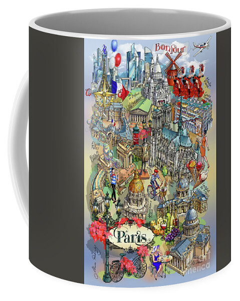 Paris Coffee Mug featuring the digital art Paris Theme - II by Maria Rabinky
