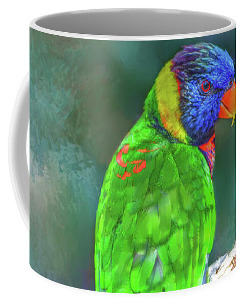 Bird Coffee Mug featuring the mixed media Parrot Bird 80 by Lucie Dumas