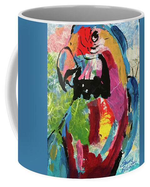 Mexico Macaws Coffee Mug featuring the painting Parrot Portrait by Elaine Elliott