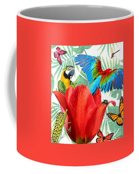 Parrots Coffee Mug featuring the digital art Parrot Surprise by Janice Leagra
