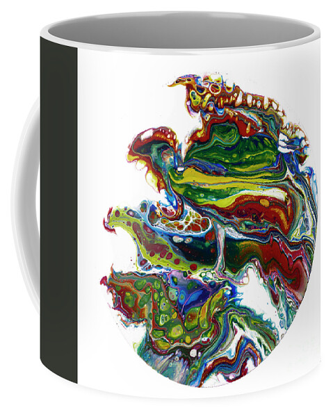 Poured Acrylic Painting Coffee Mug featuring the painting Parrots by Jane Crabtree