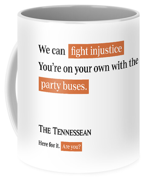 Nashville Coffee Mug featuring the digital art Party Buses - Tennessean White by Gannett