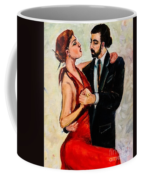 Tango Coffee Mug featuring the painting Passionate tango by Lana Sylber
