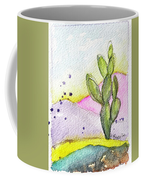 Pastel Coffee Mug featuring the painting Pastel Cactus by Roxy Rich
