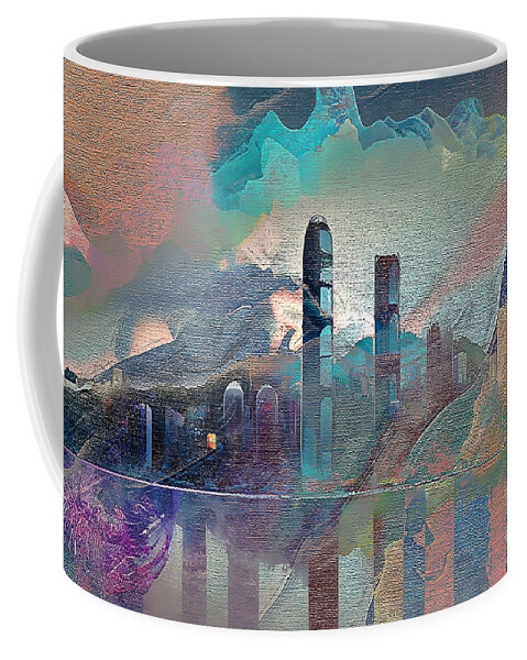 Abstract Coffee Mug featuring the digital art Pastel City by Deb Nakano