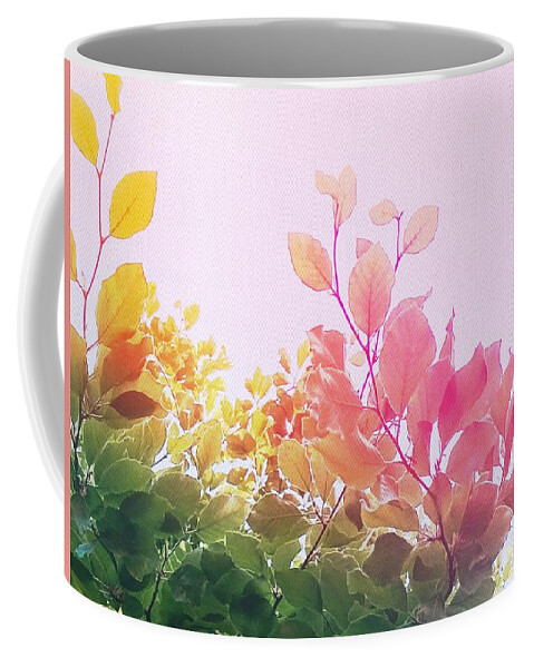 Pastel Coffee Mug featuring the digital art Pastel Leaves on canvas by Itsonlythemoon -