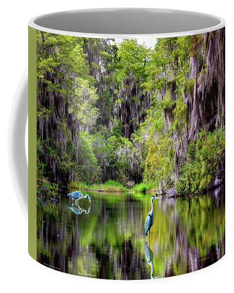 Heron Coffee Mug featuring the digital art Patient Reflections by Norman Brule