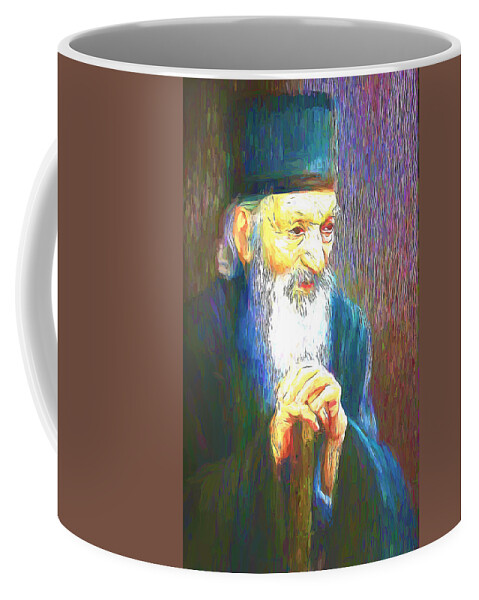 Paint Coffee Mug featuring the painting Patrijarh Pavle portrait by Nenad Vasic