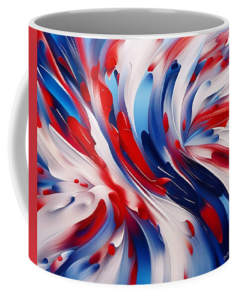 Newby Coffee Mug featuring the digital art Patriotic Abstract 2023 by Cindy's Creative Corner