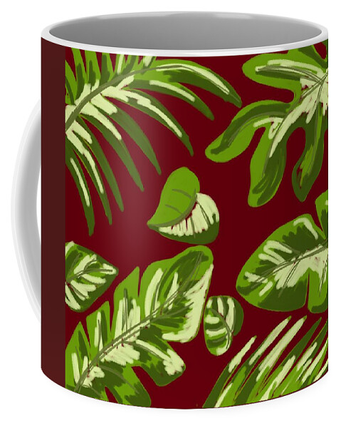 Leaves Coffee Mug featuring the digital art Pattern forest by Faa shie