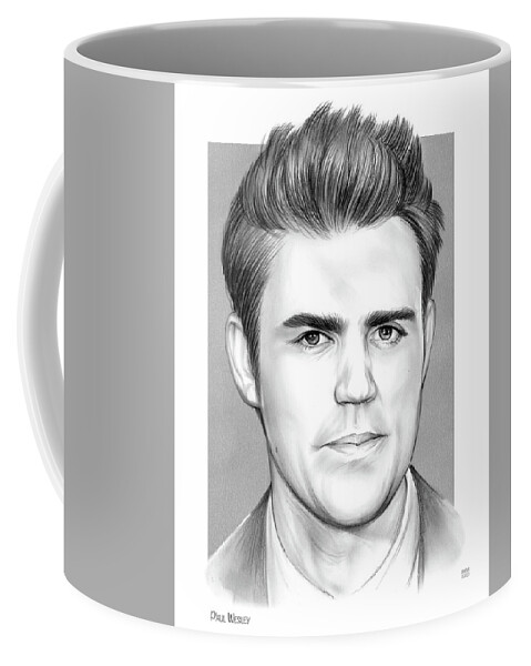 Hollywood Coffee Mug featuring the drawing Paul Wesley 2 by Greg Joens