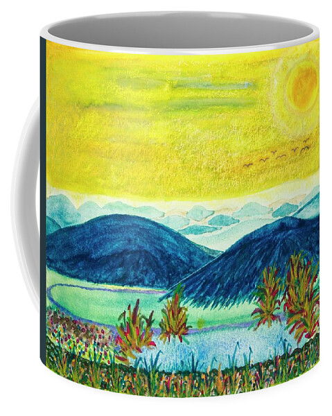 Peace Coffee Mug featuring the painting Peace At Day's End by Karen Nice-Webb