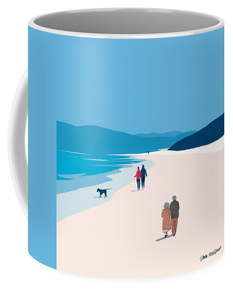 Colourful Coffee Mug featuring the digital art Peaceful dog walk by John Mckenzie