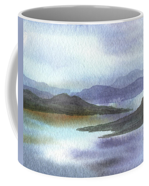 Calm Coffee Mug featuring the painting Peaceful Lake Shore Dreamy Calm Landscape Quiet Meditative Nature I by Irina Sztukowski
