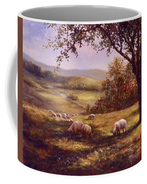 Country Landscape Coffee Mug featuring the painting Peaceful Pasture by Lynne Pittard