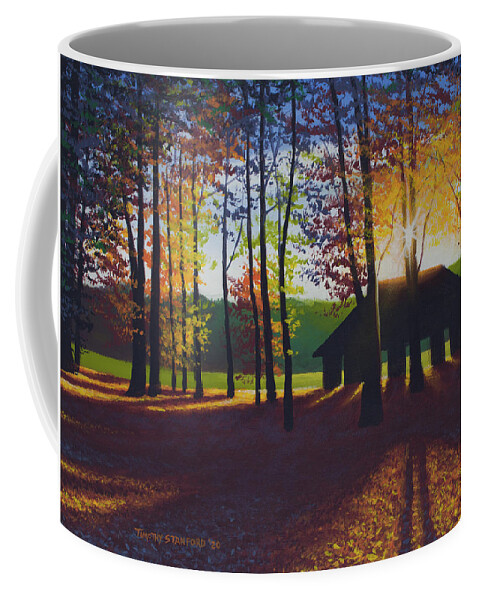 Acrylic Coffee Mug featuring the painting Peaceful Pavilion by Timothy Stanford