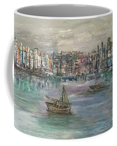 Fine Art Coffee Mug featuring the painting Peaceful Twilight by Maria Karlosak