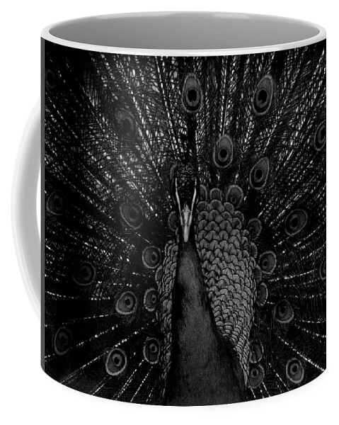 Abstract Coffee Mug featuring the photograph Peacock by B Cash