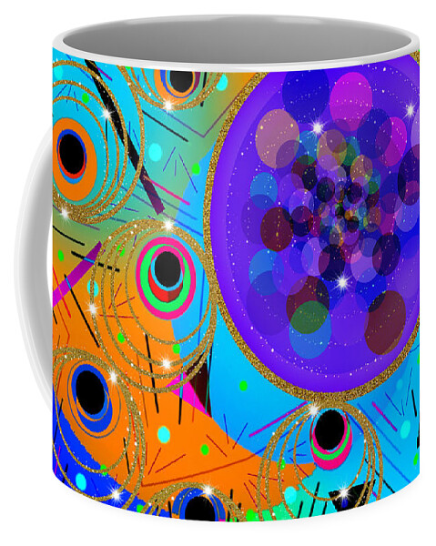 Abstract Art Coffee Mug featuring the digital art Peacock Feathers and Bubblegum by Diamante Lavendar