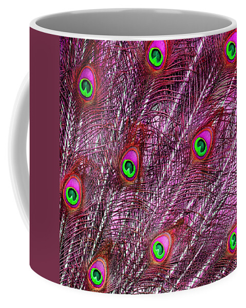 Feather Coffee Mug featuring the photograph Peacock In Pink by World Art Collective